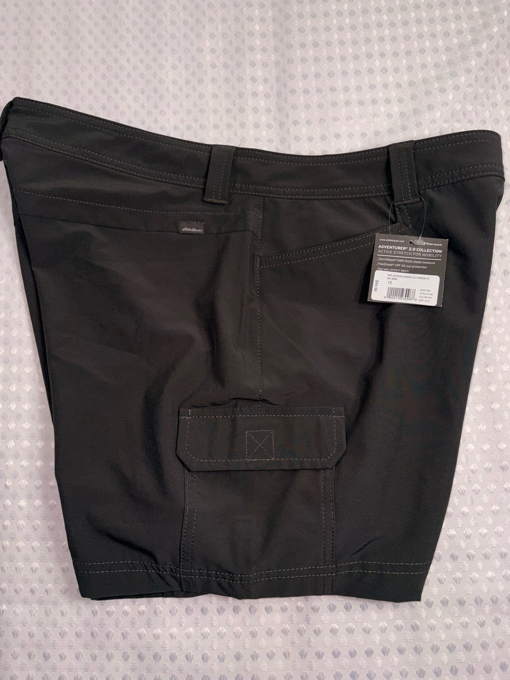 Eddie Bauer Women's Adventurer 2.0 Cargo Shorts Black Stretch UPF 50 Size 12 NWT
